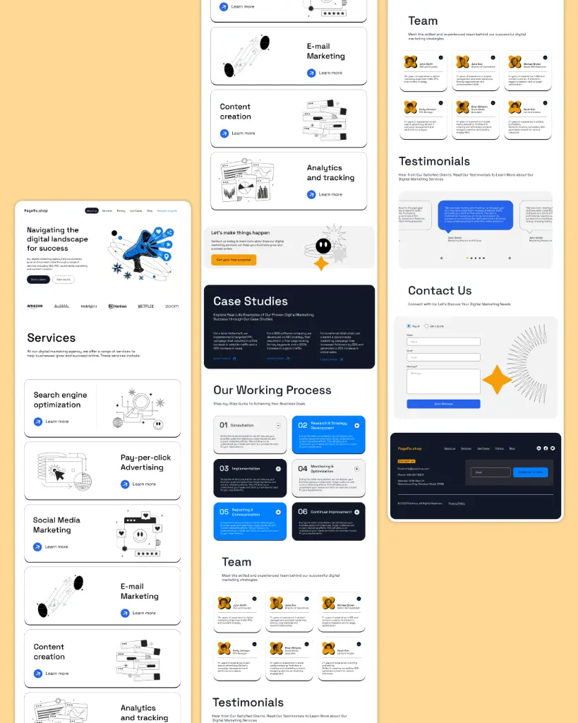 Positivus Landing Page Hero and Service Cards